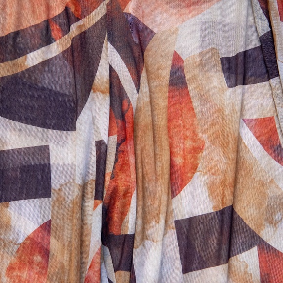 Two Piece Sheer Geometric Set Crop Top and Wide Legged Pants - Picture 7 of 8